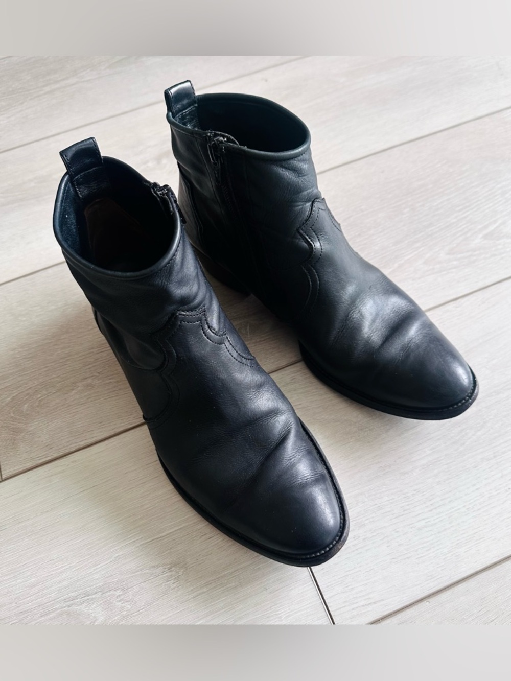 Paul Green Women Black Leather Cowboy Boots Made in Austria Size 5 US 7.5-8